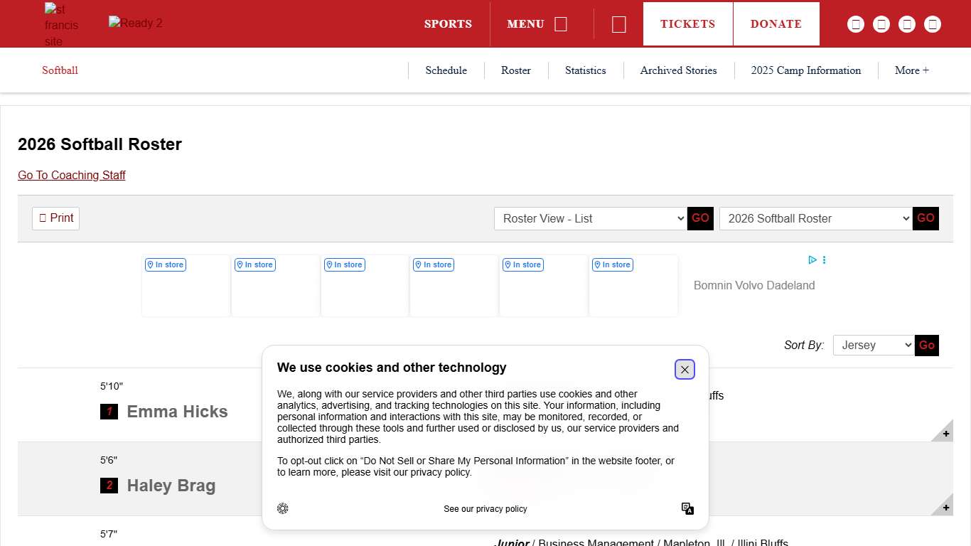 2026 Softball Roster - Saint Francis University Athletics