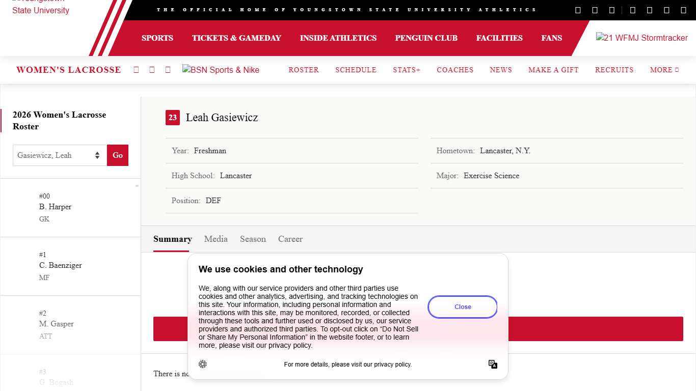 Leah Gasiewicz - 2026 - Women's Lacrosse - Youngstown State University